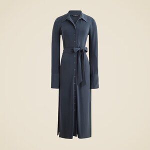 NWT J.Crew Midi shirt-dress in matte jersey in dark shadow - M